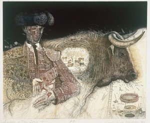 Anatomia de Toro Salvaje IV . Aguafuerte, 60 x 50 cm. 1993